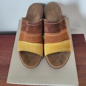 Multicolor Suede Open-Toe Wedges